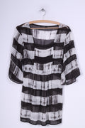 Marc Aurel Womens 38 M Blouse Transparent Tunic One Striped Brown/White Summer Short Sleeve