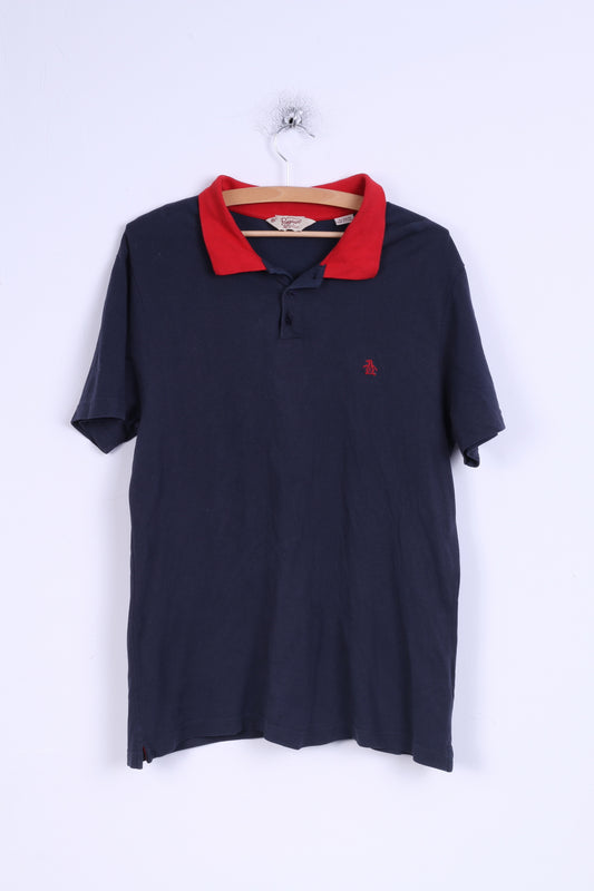 Penguin Polo XL Homme Coton Marine Col Rouge Boutons Détaillés