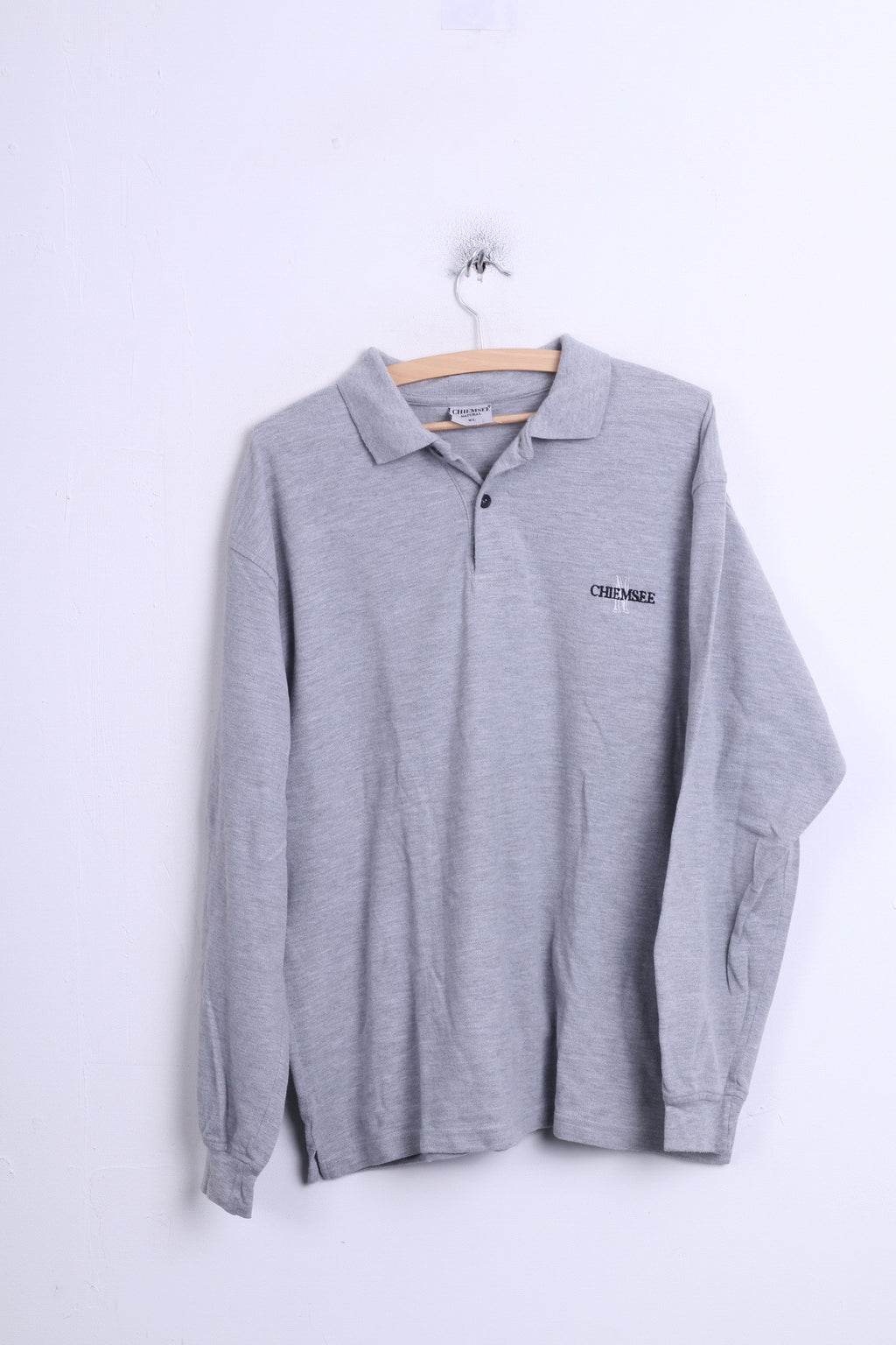 CHIEMSSEE Natural Mens XL Polo Shirt Grey Cotton Long Sleeve - RetrospectClothes