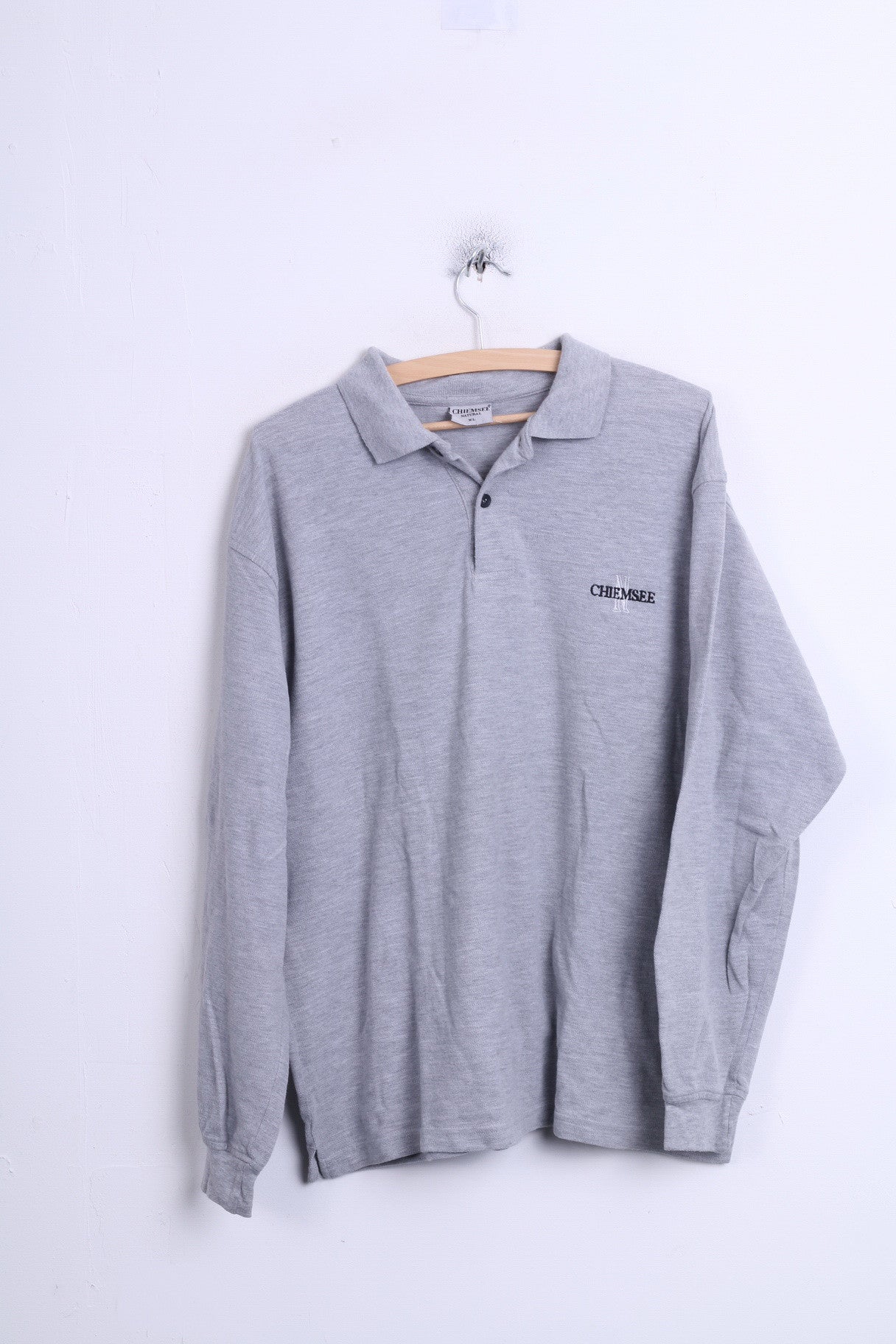 CHIEMSSEE Natural Mens XL Polo Shirt Grey Cotton Long Sleeve - RetrospectClothes