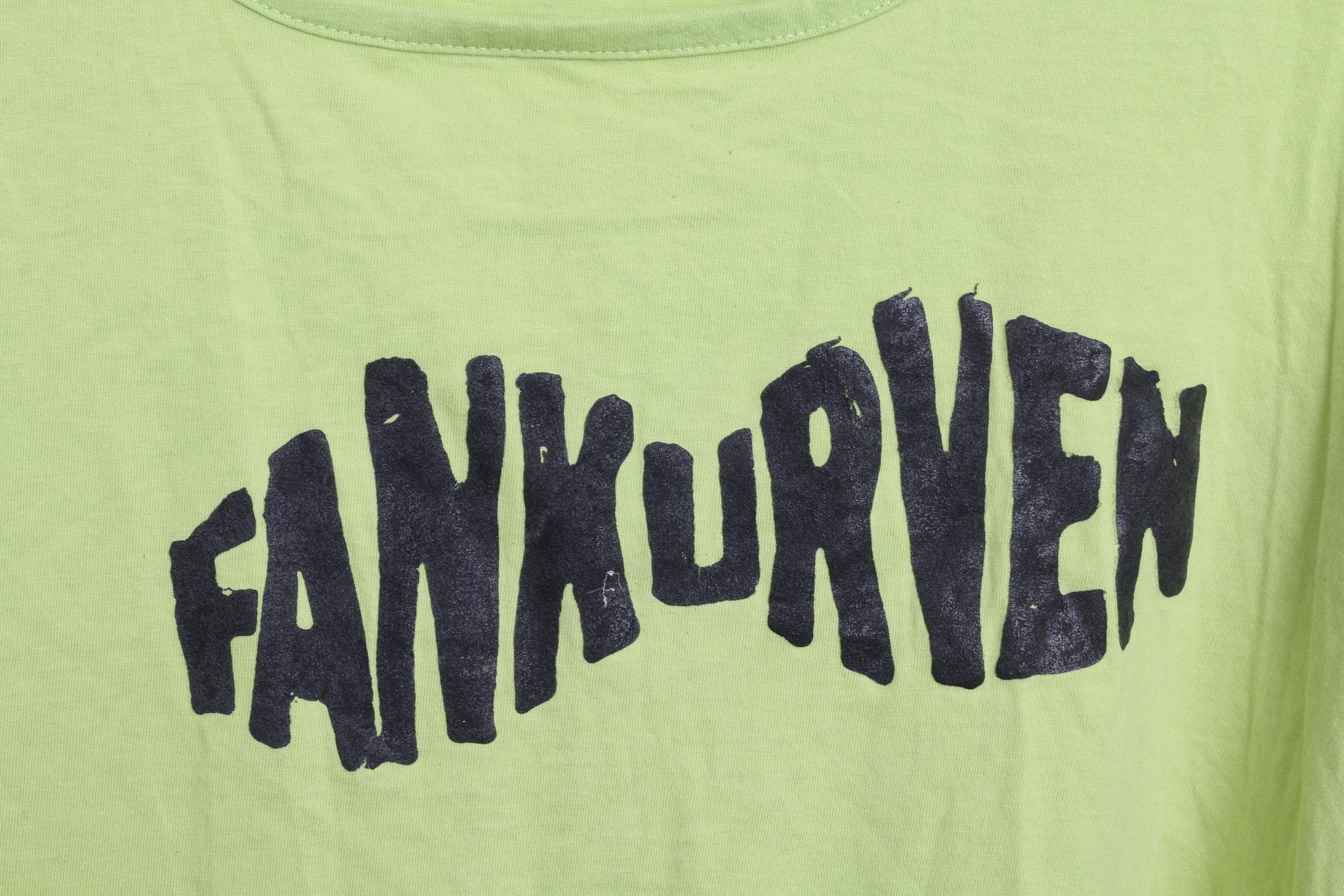 Queen -Size Womens 2XL 48/50 Shirt Neo Green Fringe Fankurven Cotton Festival Vintage 90s - RetrospectClothes