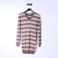 Duca Di Valtorta Donna M (S) Maglione lungo Maglione morbido a righe beige 100% cashmere