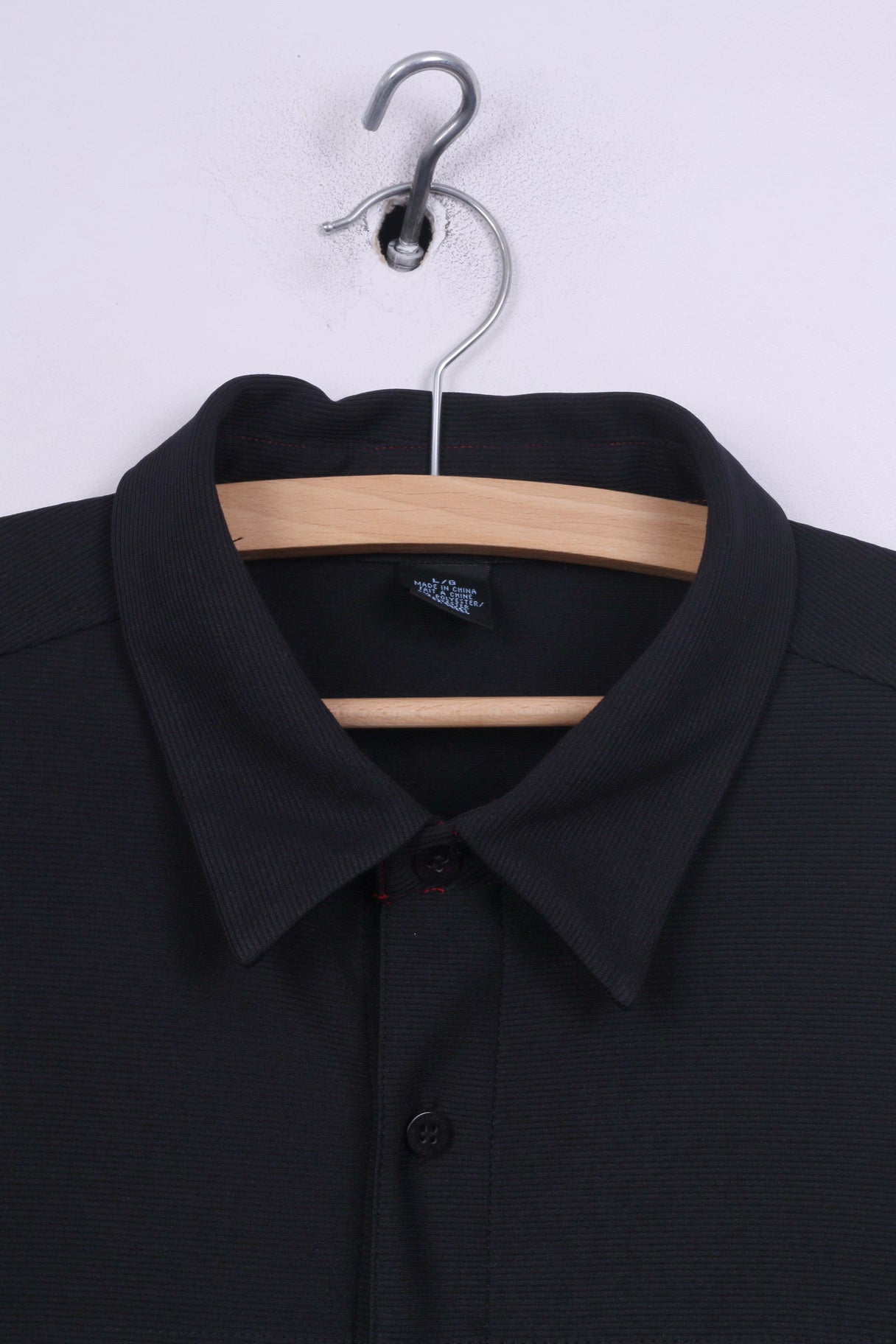 Reaction Kenneth Cole Chemise décontractée pour homme L (M) Noir avec boutons détaillés 