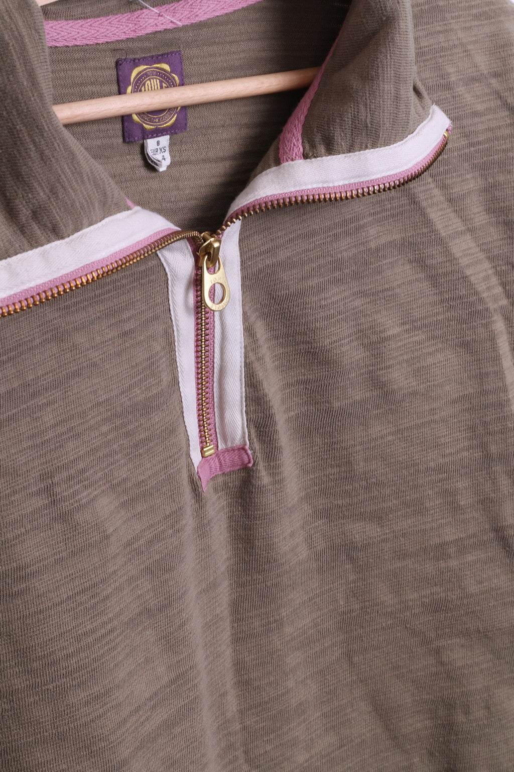 Tom Joule Womens XS 8 Jumper Antler Cotton Zip Neck - RetrospectClothes
