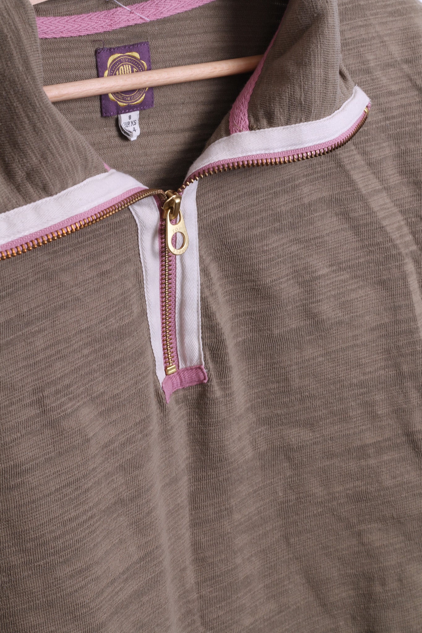 Tom Joule Womens XS 8 Jumper Antler Cotton Zip Neck - RetrospectClothes