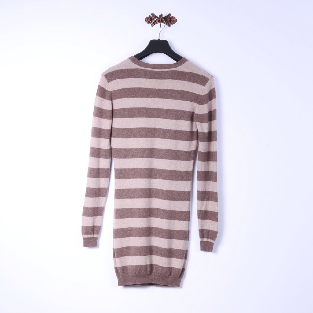 Duca Di Valtorta Donna M (S) Maglione lungo Maglione morbido a righe beige 100% cashmere