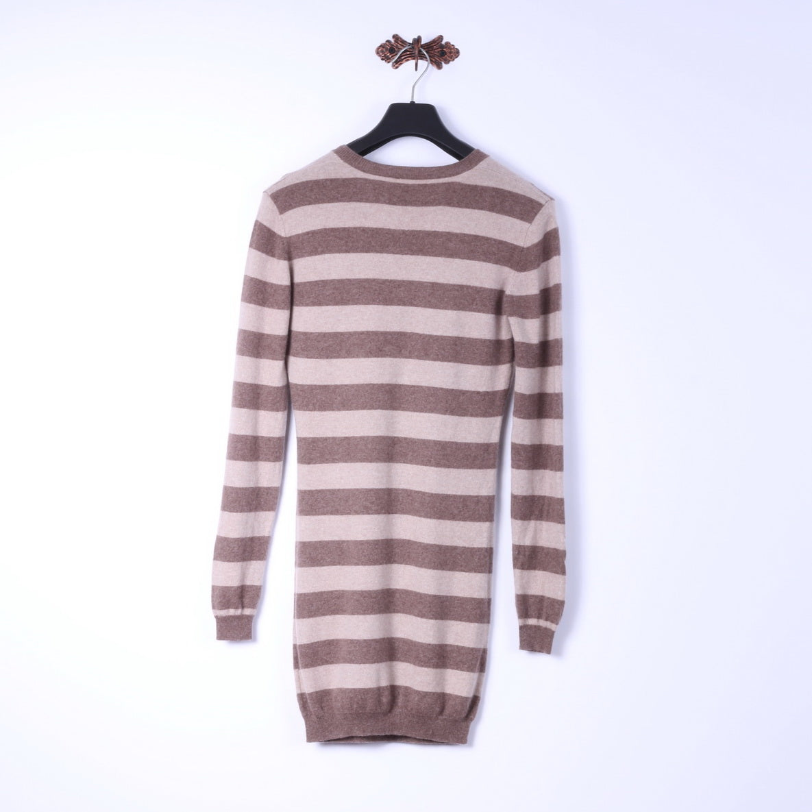 Duca Di Valtorta Donna M (S) Maglione lungo Maglione morbido a righe beige 100% cashmere