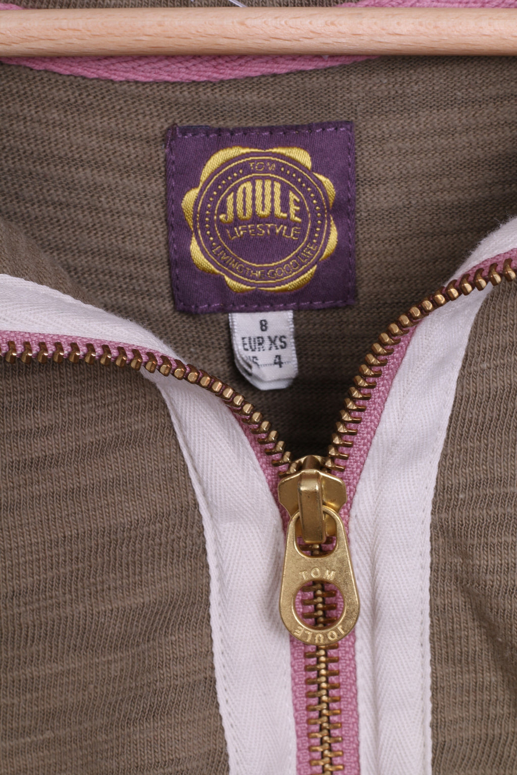 Tom Joule Womens XS 8 Jumper Antler Cotton Zip Neck - RetrospectClothes