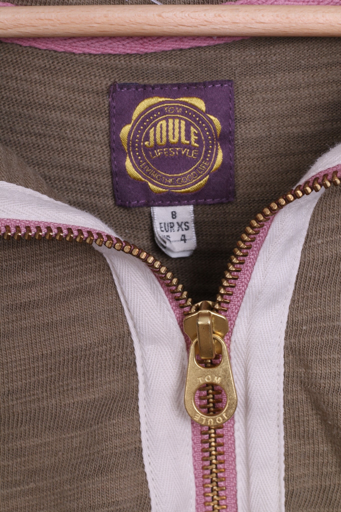 Tom Joule Womens XS 8 Jumper Antler Cotton Zip Neck - RetrospectClothes