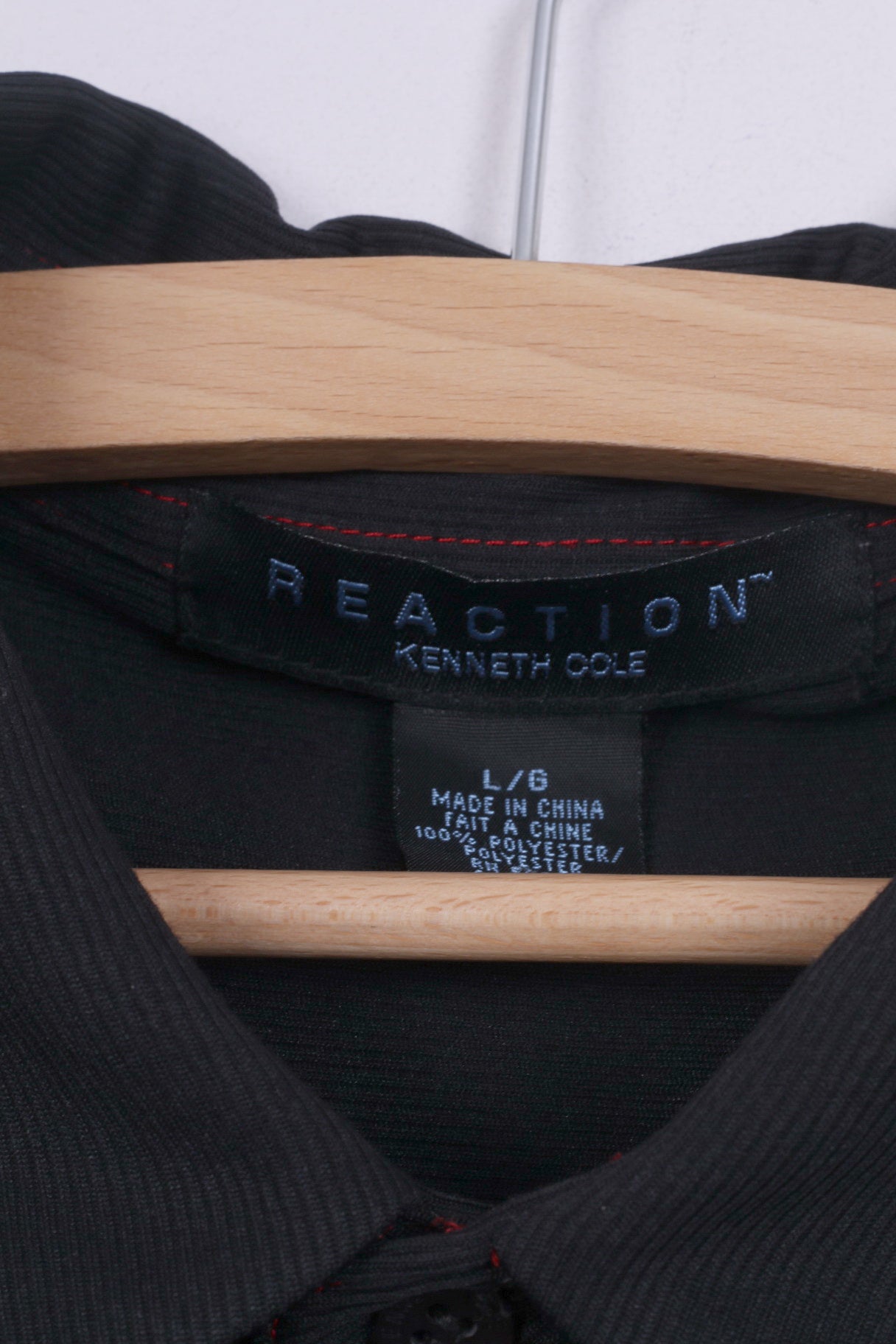 Reaction Kenneth Cole Chemise décontractée pour homme L (M) Noir avec boutons détaillés 