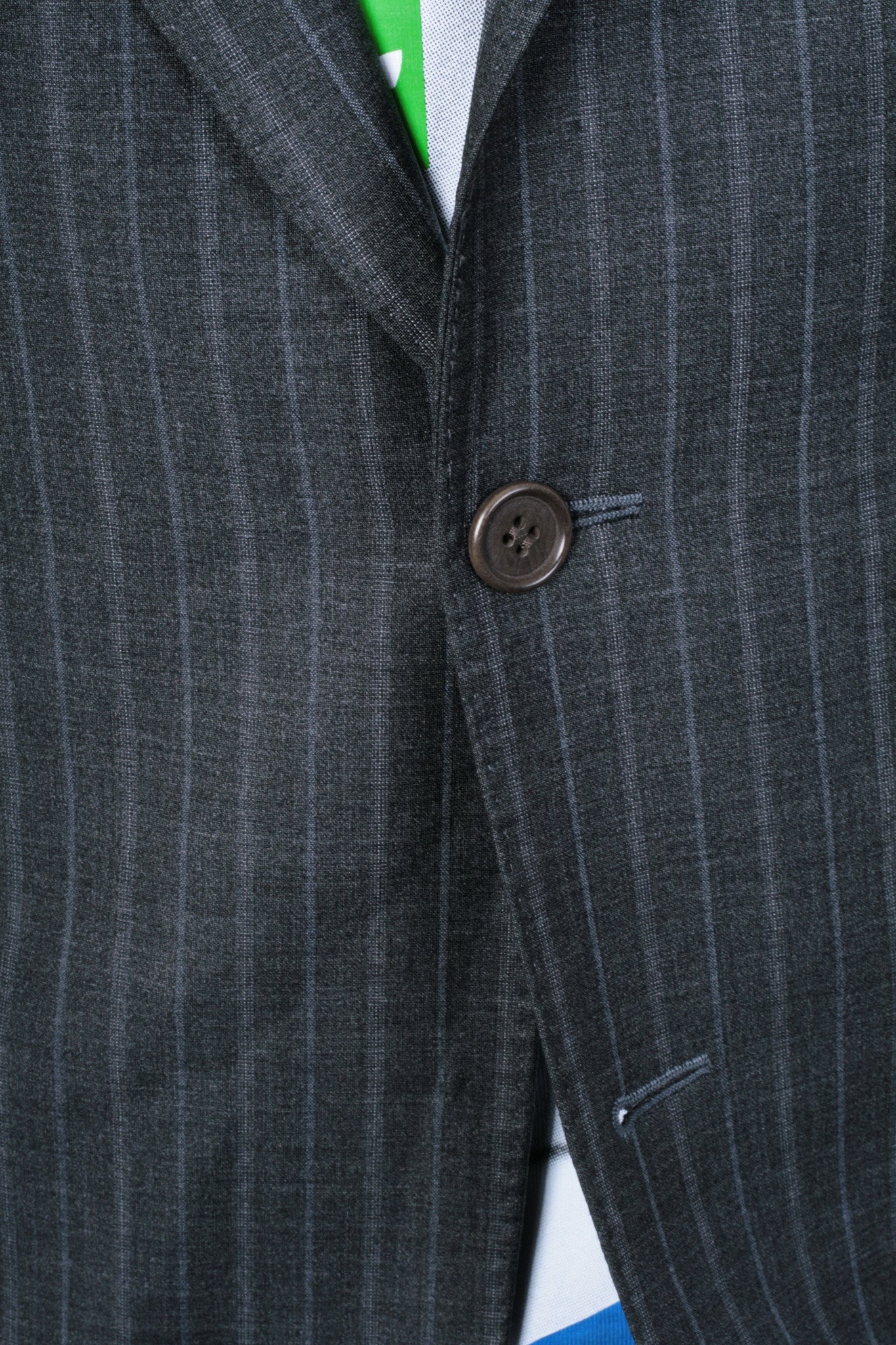 Magee Mens 42 S Blazer Top Suit Striped Grey Wool Single Breasted - RetrospectClothes