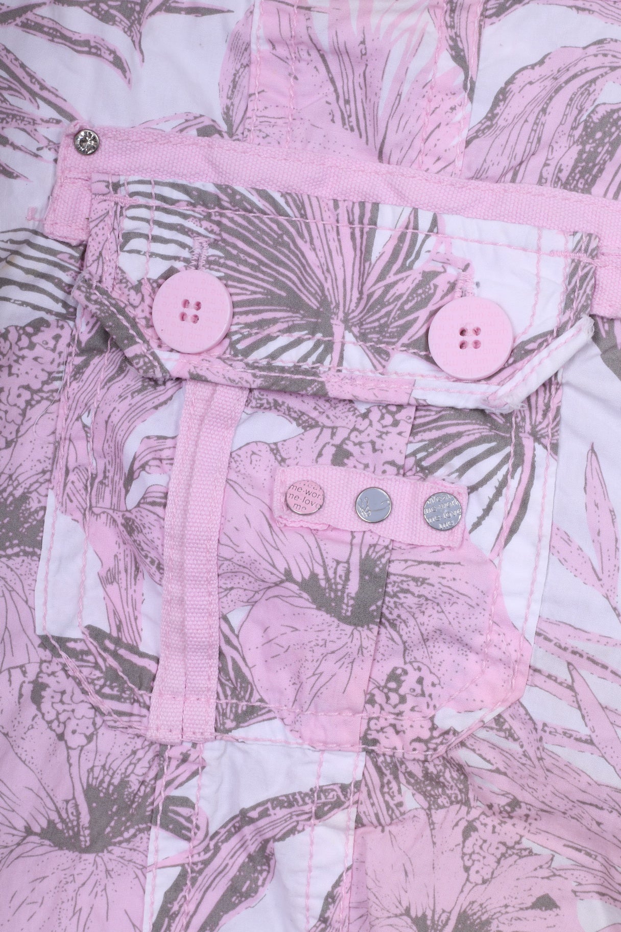 New Look Womens 16 44 Shorts Pantaloni Pink Surf Wear Cotton Flower Print Beach