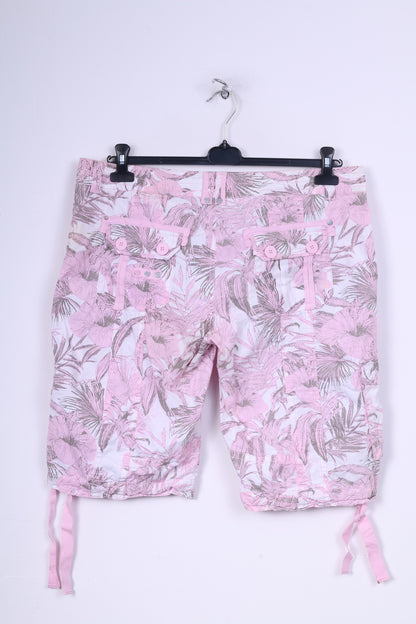 New Look Womens 16 44 Shorts Pants Pink Surf Wear Cotton Flower Print Beach