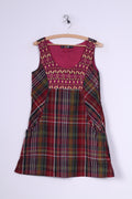 TRF Mini robe à carreaux violets pour femme - Tunique brodée indienne - Robe folklorique 