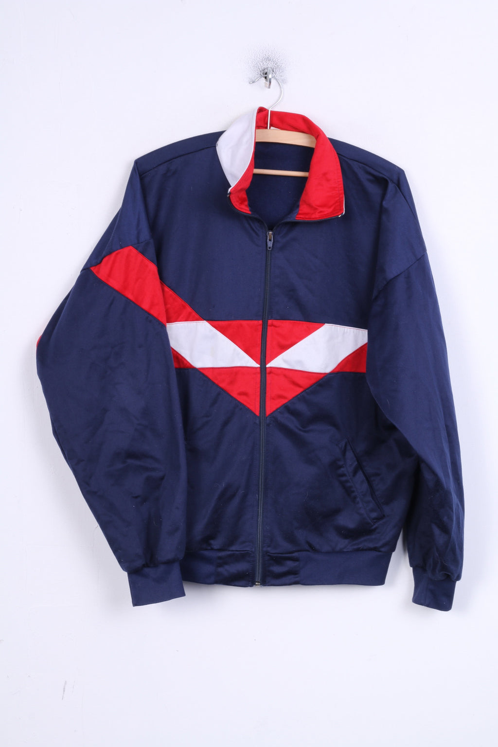 Mens M Track Top Jacket Sport Sweatshirt Navy Blue Training Vintage