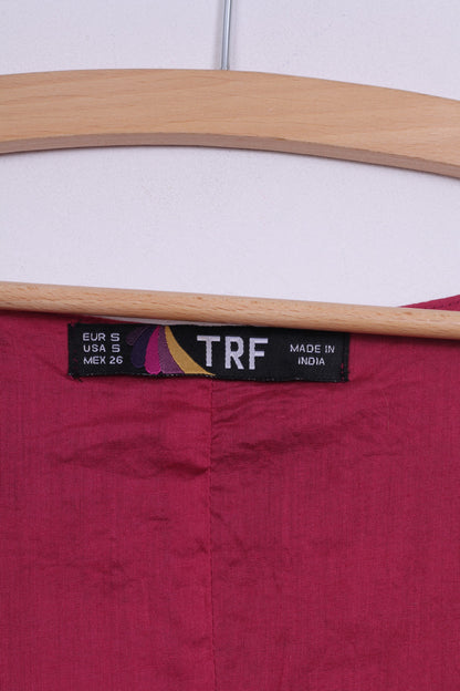 TRF Mini robe à carreaux violets pour femme - Tunique brodée indienne - Robe folklorique 