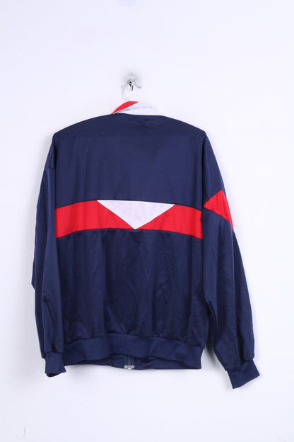 Mens M Track Top Jacket Sport Sweatshirt Navy Blue Training Vintage