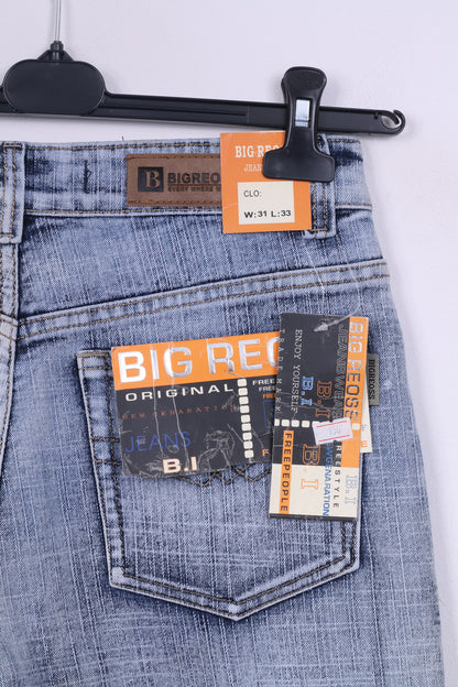 New Big Reoss Mens W31 L33 Trousers Blue Jeans Washed Look Pants