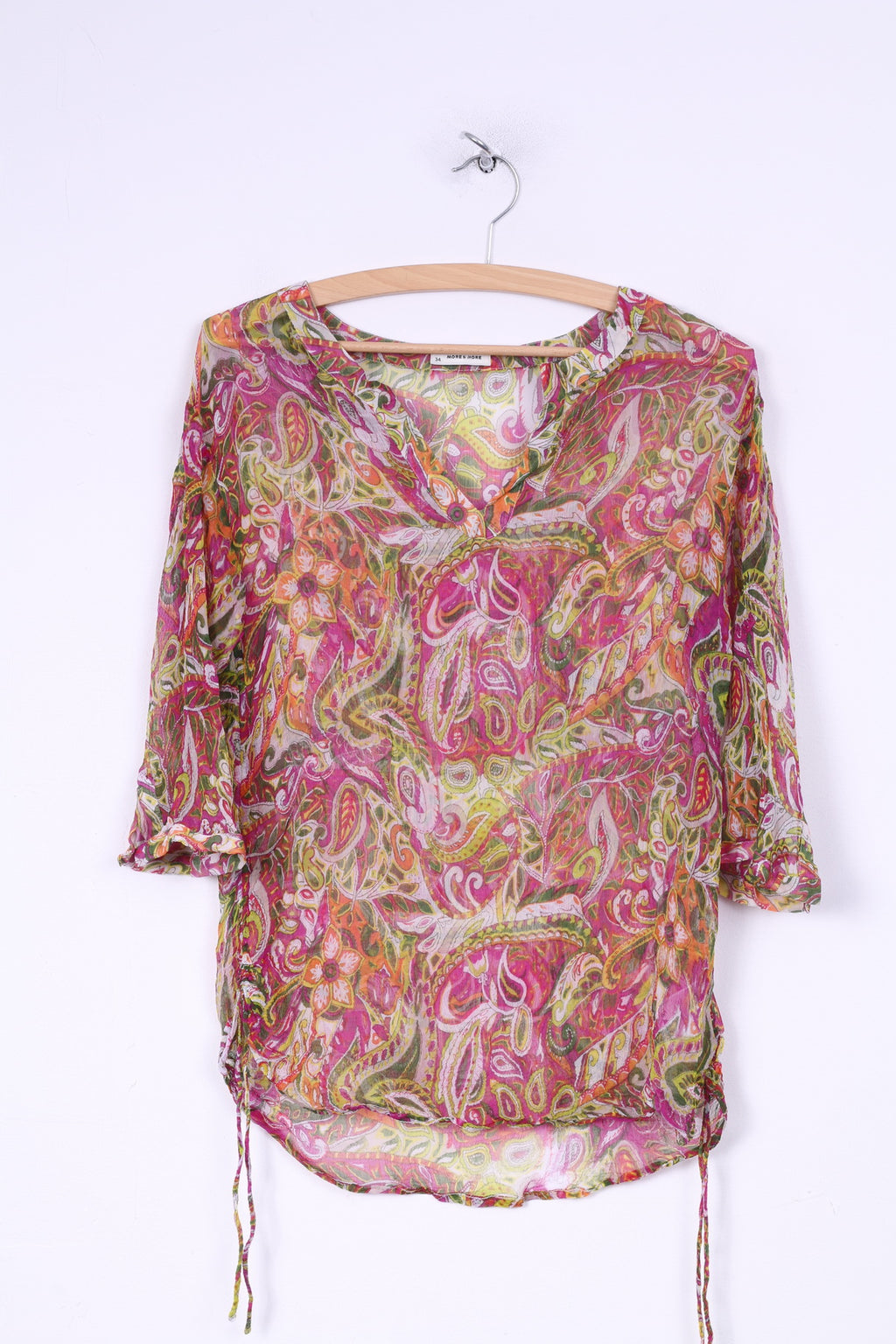 More&amp; More Camicetta da donna 34 XS trasparente manica lunga stampa multipla scollo a V multicolore