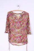 More&amp; More Camicetta da donna 34 XS trasparente manica lunga stampa multipla scollo a V multicolore