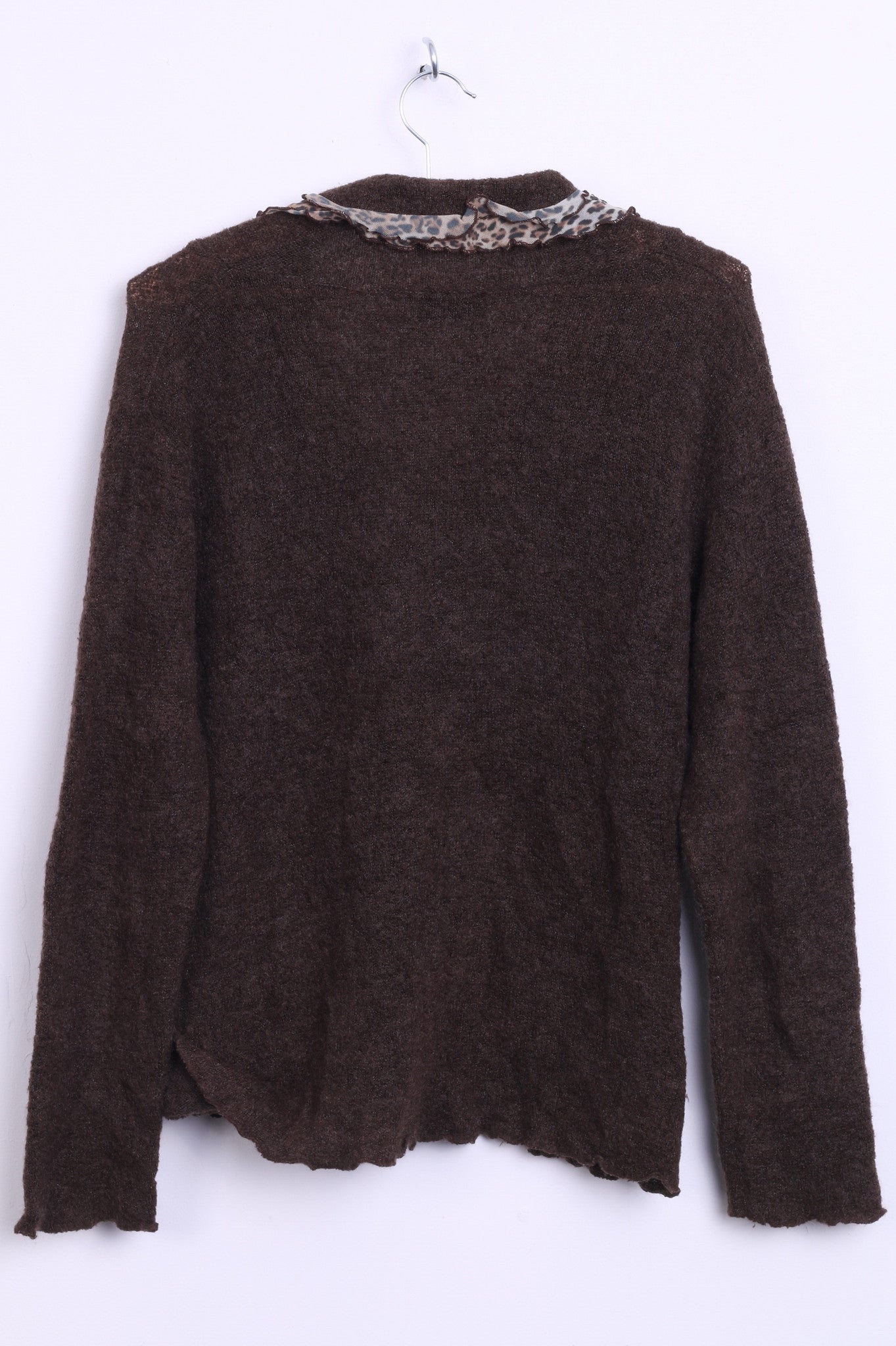 Anna Betti Womens L Jumper Sweater V Neck Brown Mohair Italy - RetrospectClothes