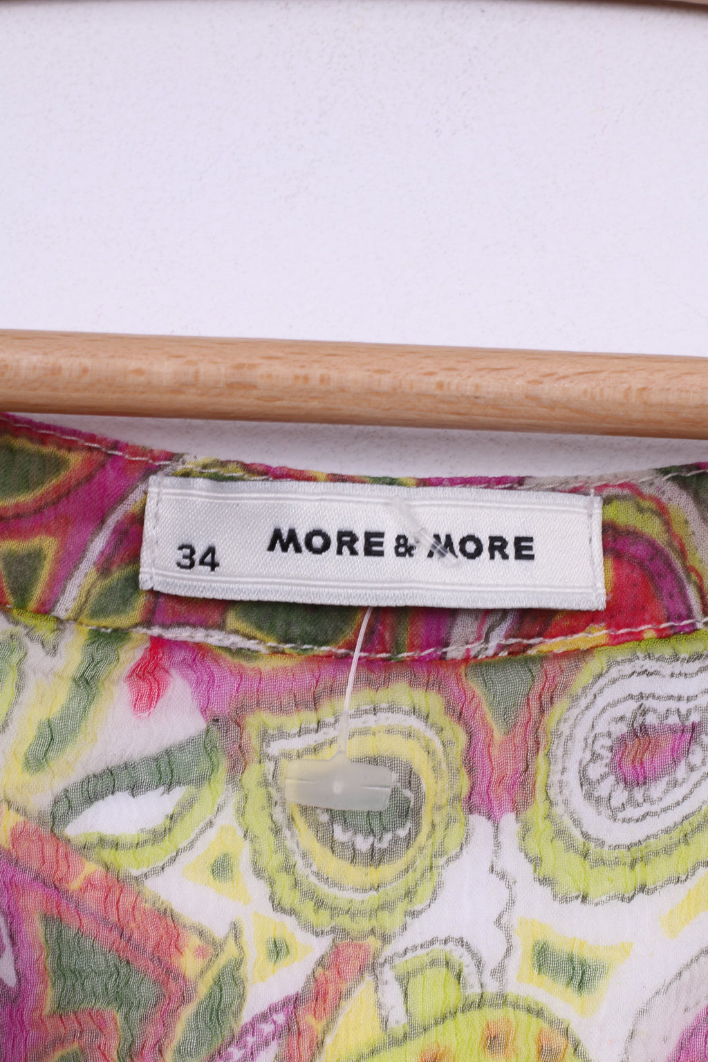 More&amp; More Camicetta da donna 34 XS trasparente manica lunga stampa multipla scollo a V multicolore