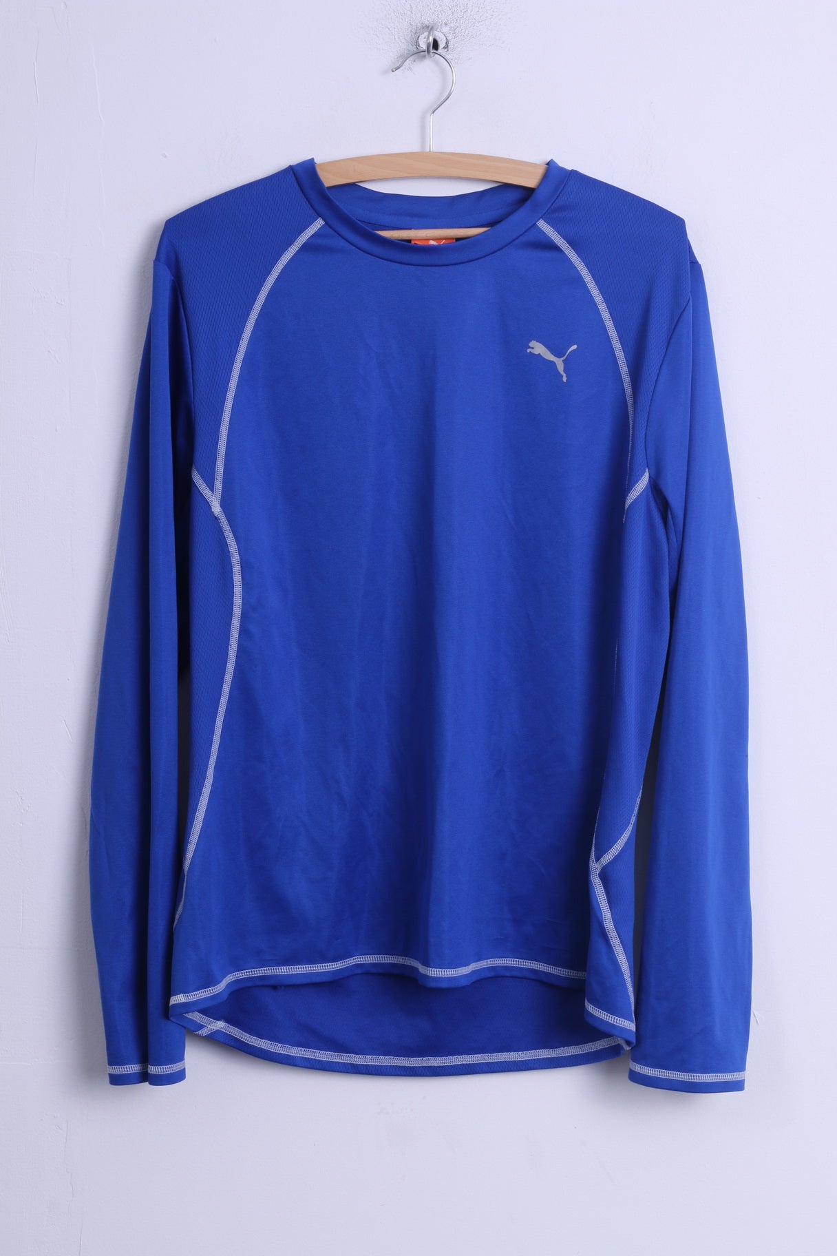 Puma Maglia a maniche lunghe da uomo L Blu Stetch Training Sport Football Girocollo