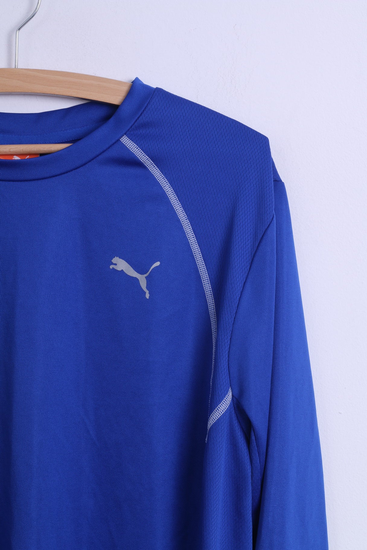 Puma Maglia a maniche lunghe da uomo L Blu Stetch Training Sport Football Girocollo