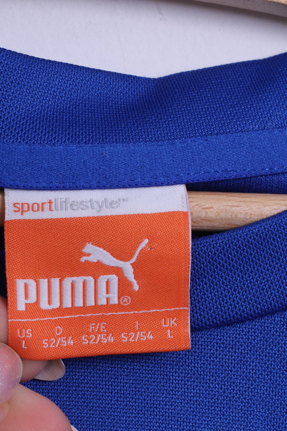 Puma Maglia a maniche lunghe da uomo L Blu Stetch Training Sport Football Girocollo
