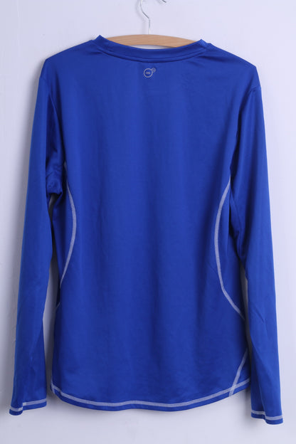 Puma Mens L Long Sleeved Shirt Blue Stertch Training Sport Football Crew Neck Top