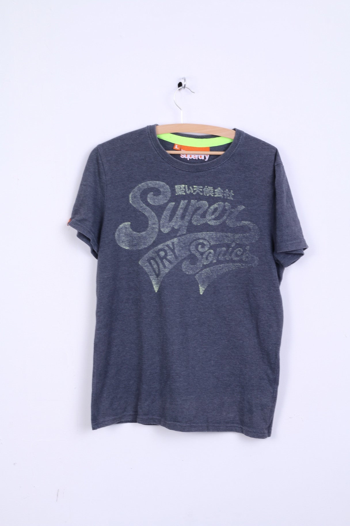 Superdry T-Shirt L Homme Gris Coton Ras du Cou