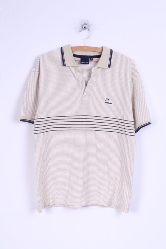 Head Polo L Homme Beige Rayé Boutons Détaillés Coton