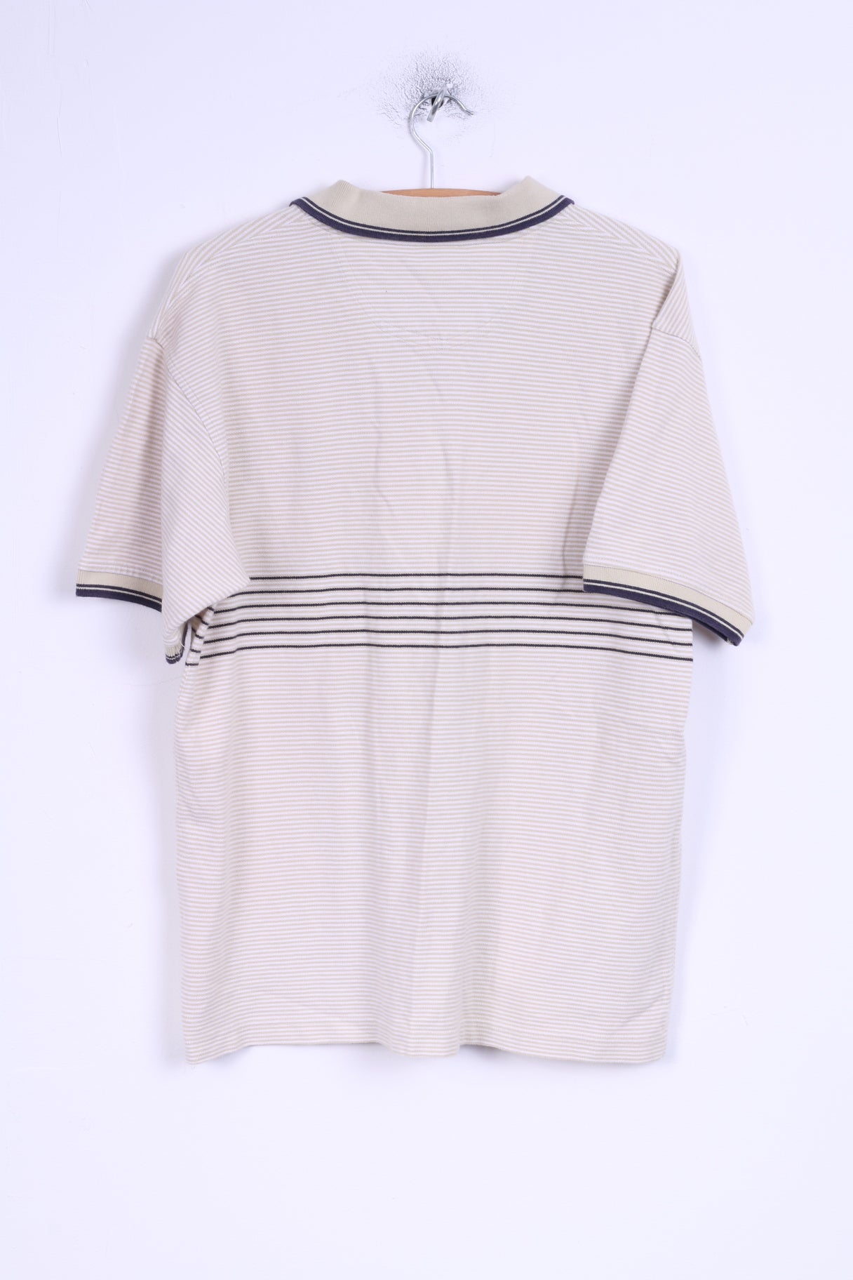 Head Mens L Polo Shirt Beige Striped Detailed Buttons Cotton