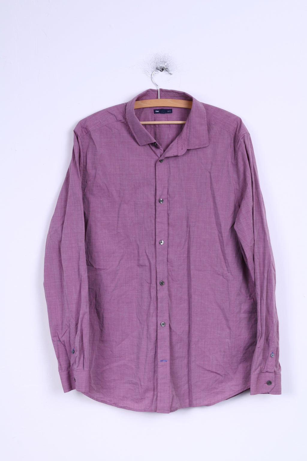 Gap Camicia casual XL da uomo in cotone viola slim fit manica lunga