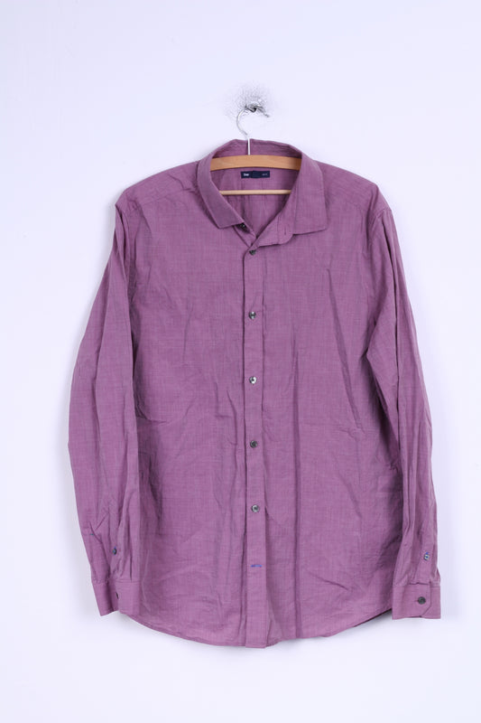 Gap Chemise décontractée XL en coton violet coupe ajustée à manches longues pour homme