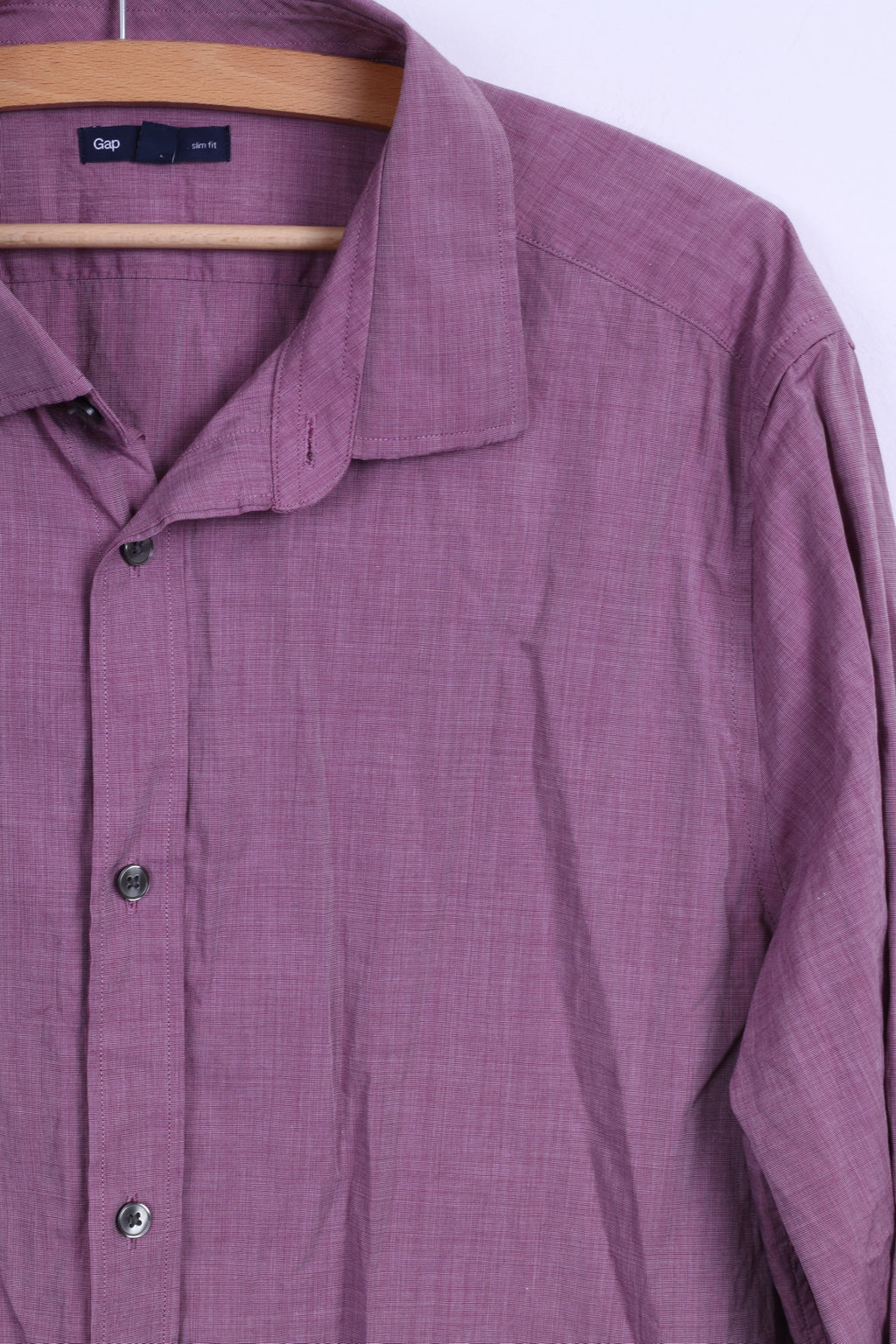 Gap Camicia casual XL da uomo in cotone viola slim fit manica lunga
