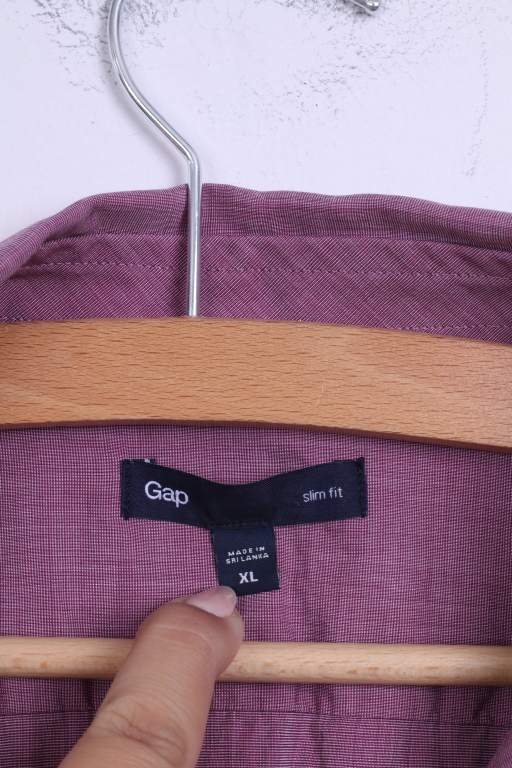 Gap Camicia casual XL da uomo in cotone viola slim fit manica lunga