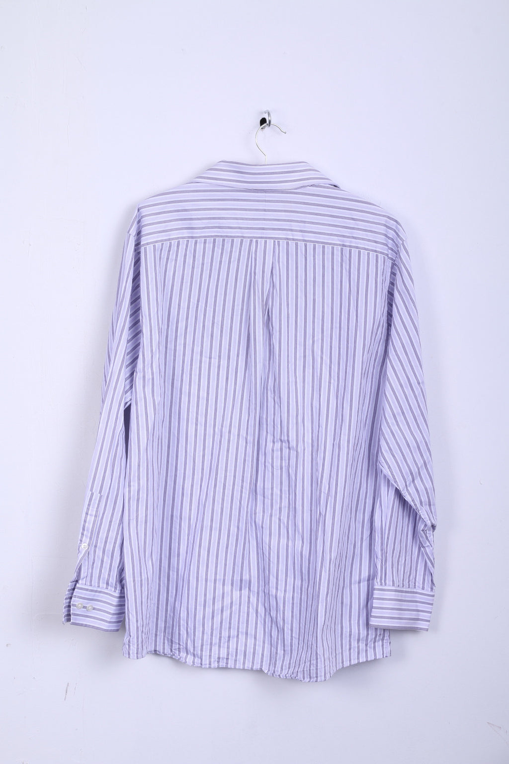 Michael Kors Uomo 16.5 34/36 XL Camicia casual a righe in cotone bianco a maniche lunghe