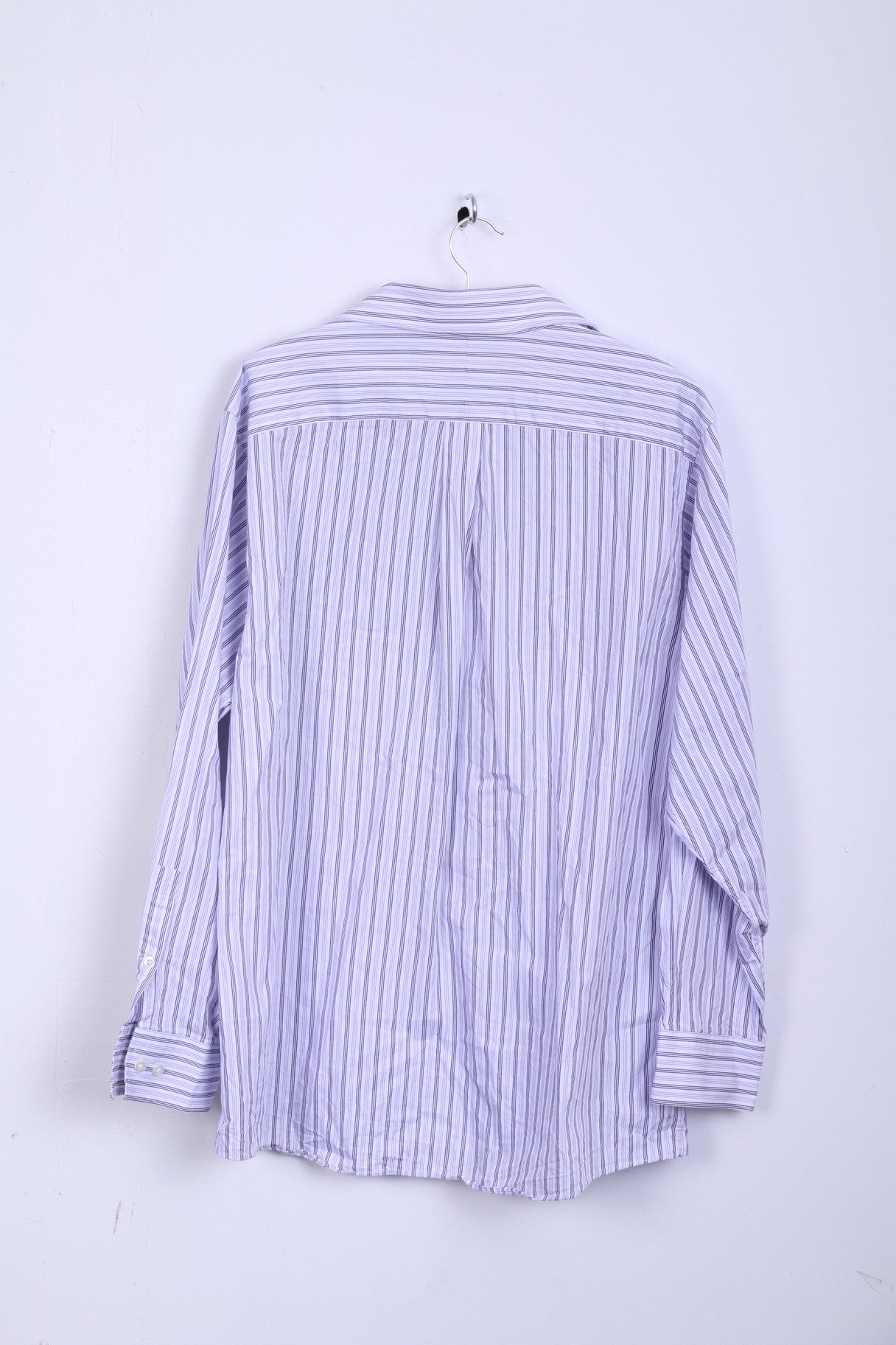 Michael Kors Uomo 16.5 34/36 XL Camicia casual a righe in cotone bianco a maniche lunghe