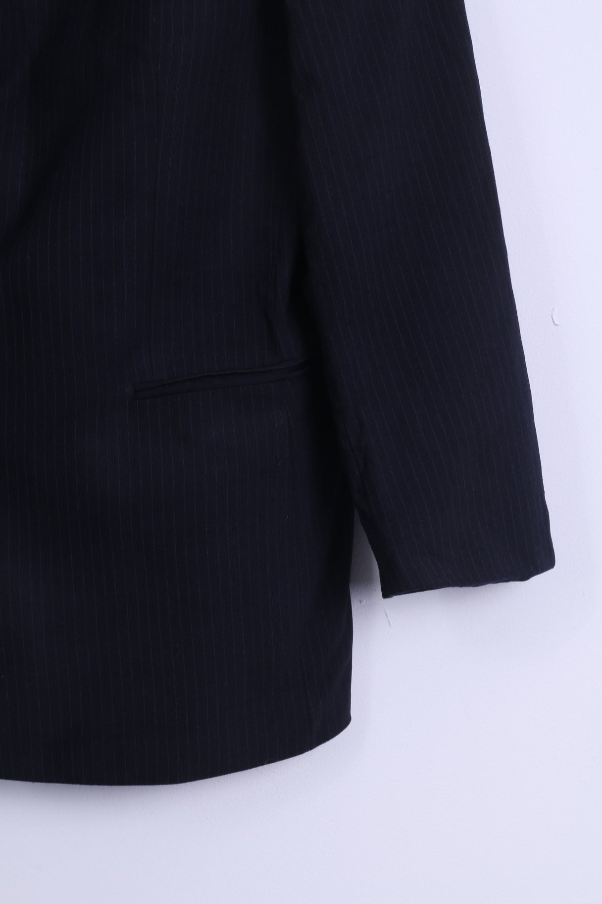 Jaeger By Giovanni Tonella Mens 54 L Jacket Black Wool Striped Top Suit Blazer