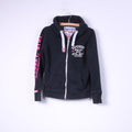 Superdry Femme M Sweatshirt Full Zipper Marine Top Track&amp;Field Coton À Capuche