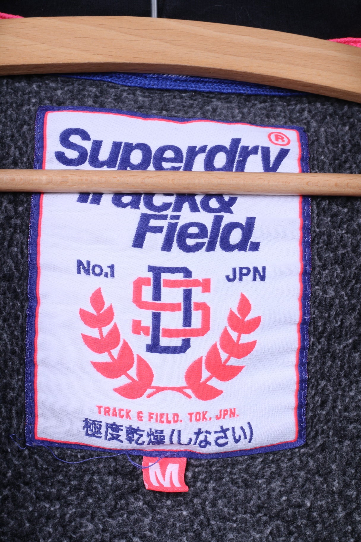 Superdry Womens M Sweatshirt Full Zipper Navy Top Track&Field Cotton Hooded