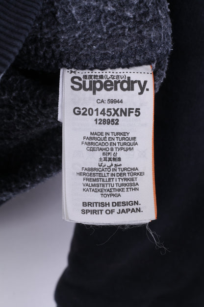 Felpa Superdry da donna M con cerniera intera blu scuro Top Track&amp;Field in cotone con cappuccio