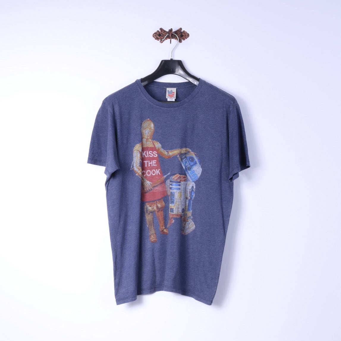 Junk Food Mens L T-Shirt Blue Cotton Graphic Kiss The Cook Classic Tee Top