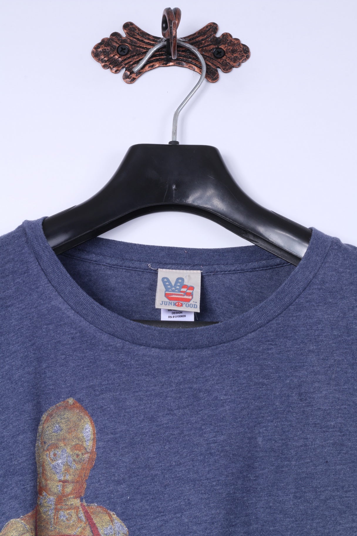 Junk Food Mens L T-Shirt Blue Cotton Graphic Kiss The Cook Classic Tee Top