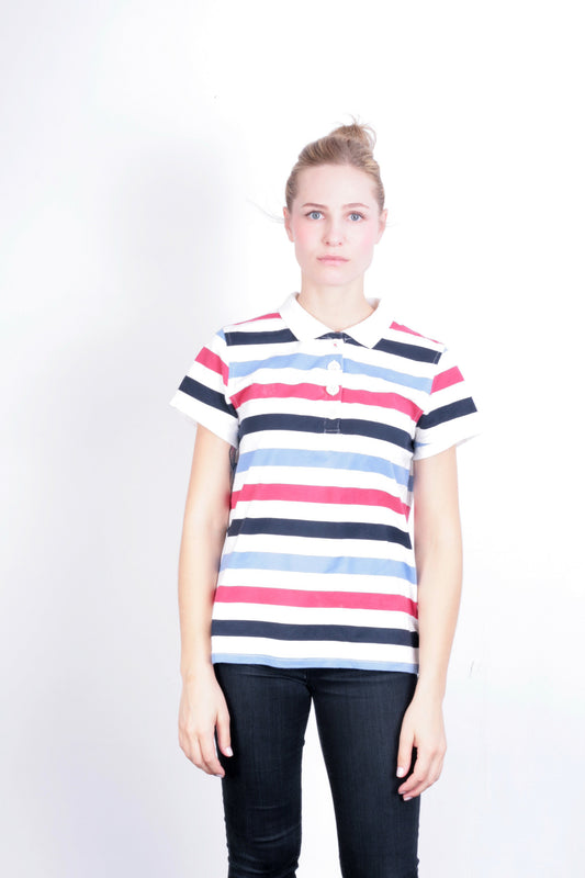Joules Women's 2XL Polo Shirt Striped White Short Sleeve - RetrospectClothes