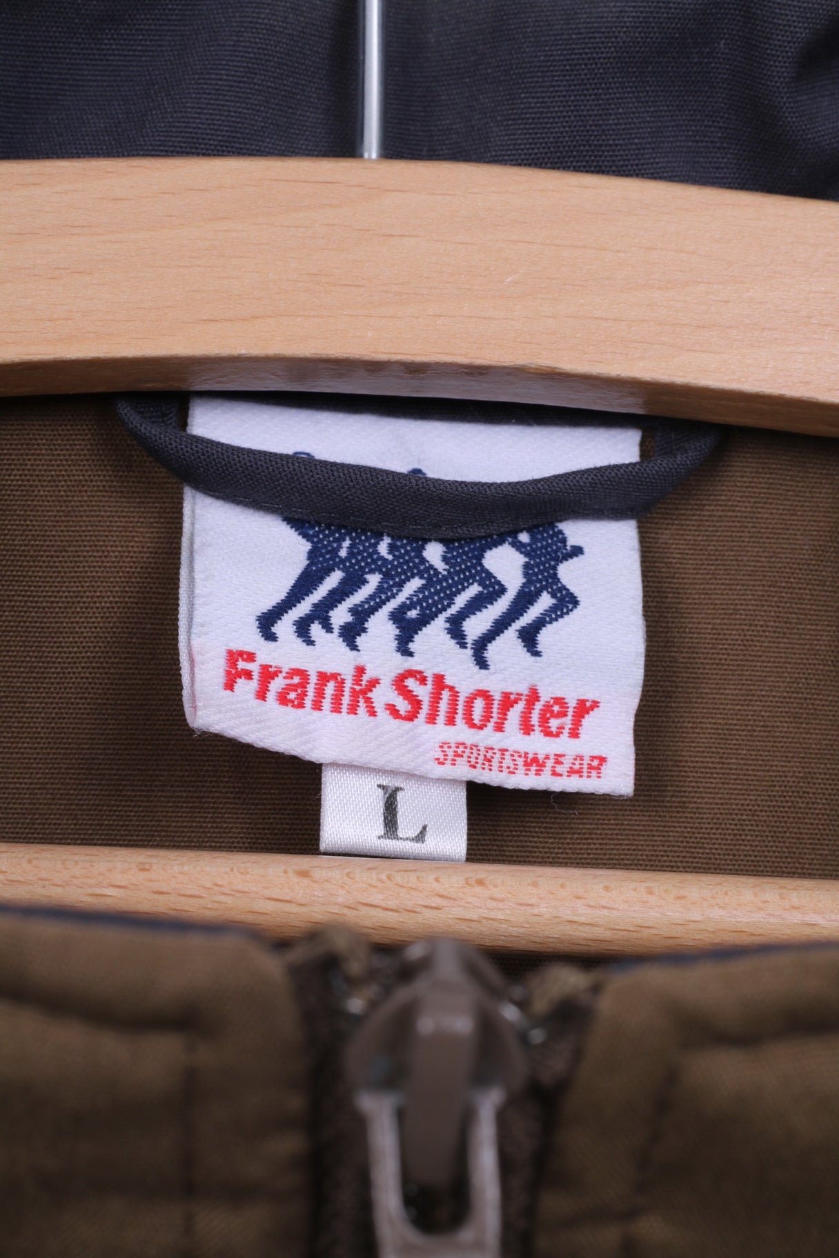 Frank Shorter Mens L Jacket Lightweight Full Zipper Khaki Sportswear Raglan Sleeve Two Pocket