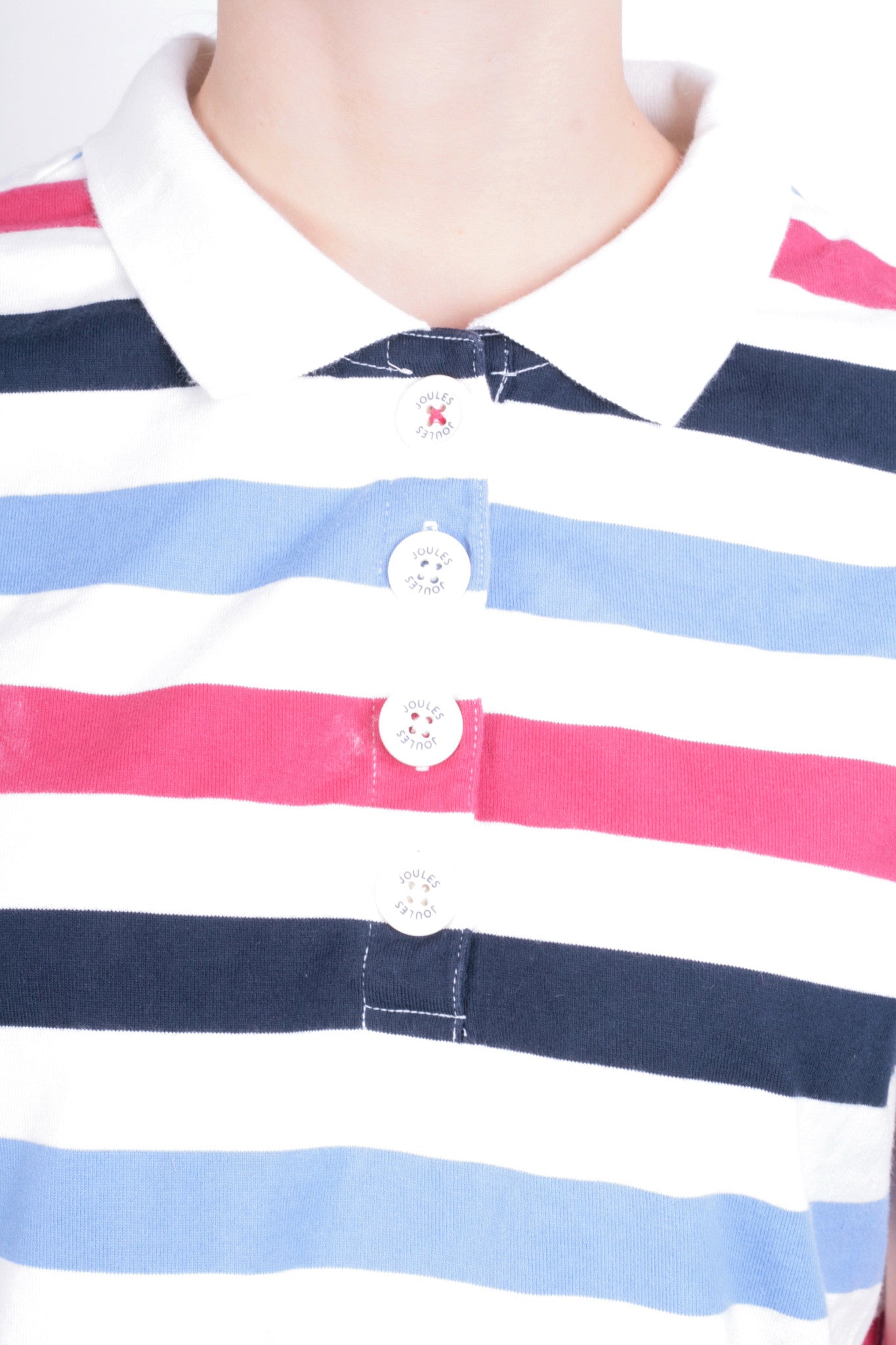 Joules Women's 2XL Polo Shirt Striped White Short Sleeve - RetrospectClothes