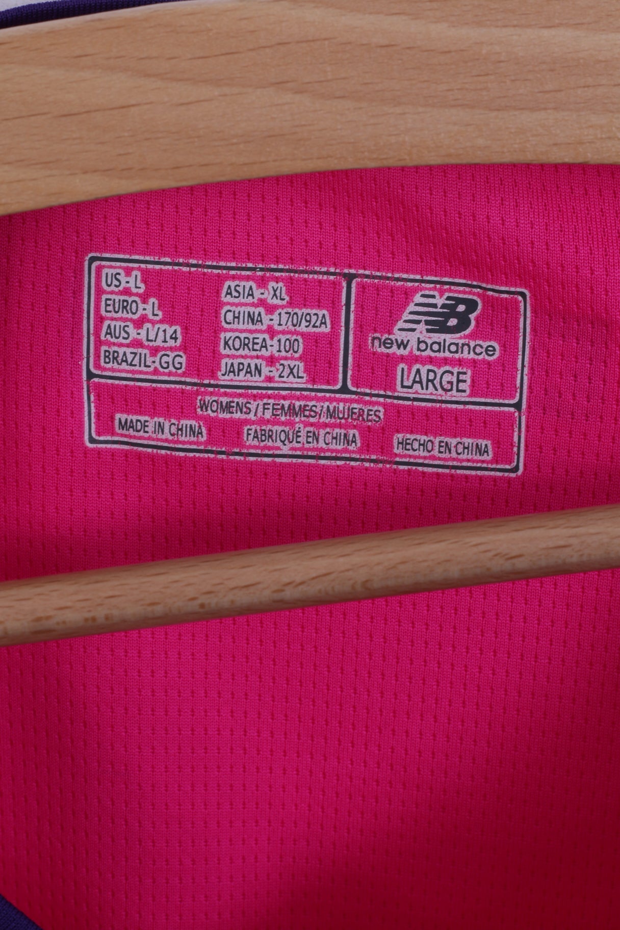 New Balance Womens L Shirt Pink Neon Run V Neck Top Sportswear