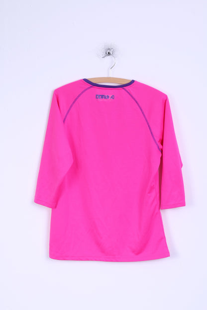 New Balance Womens L Shirt Pink Neon Run V Neck Top Sportswear
